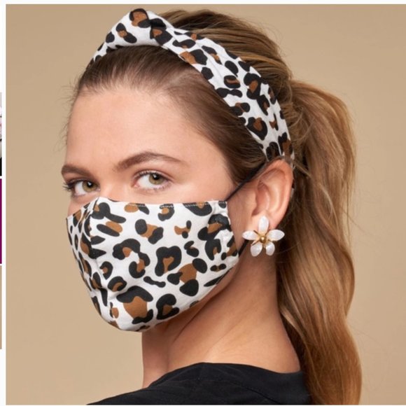 LELE SADOUGHI • Ivory Leopard Face Mask - Picture 2 of 7
